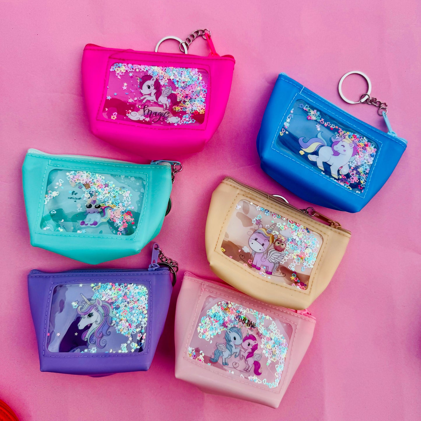 Bright Glittery Unicorn - Coin Pouches
