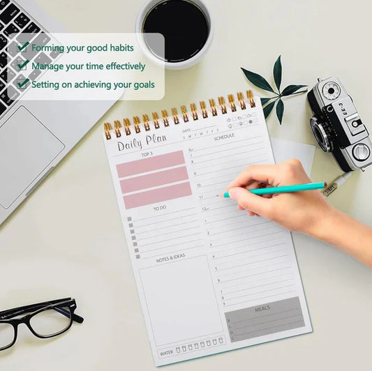 Daily Plan Spiral Gold Rings - Notepad