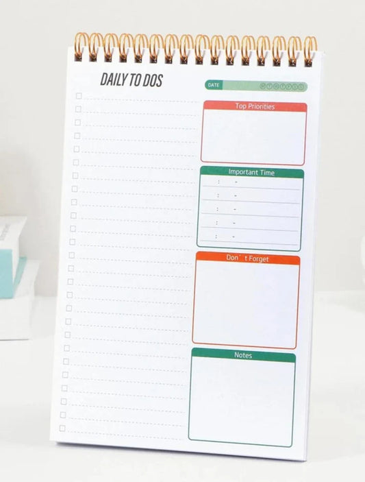 Daily To Dos Spiral Gold Rings - Notepad