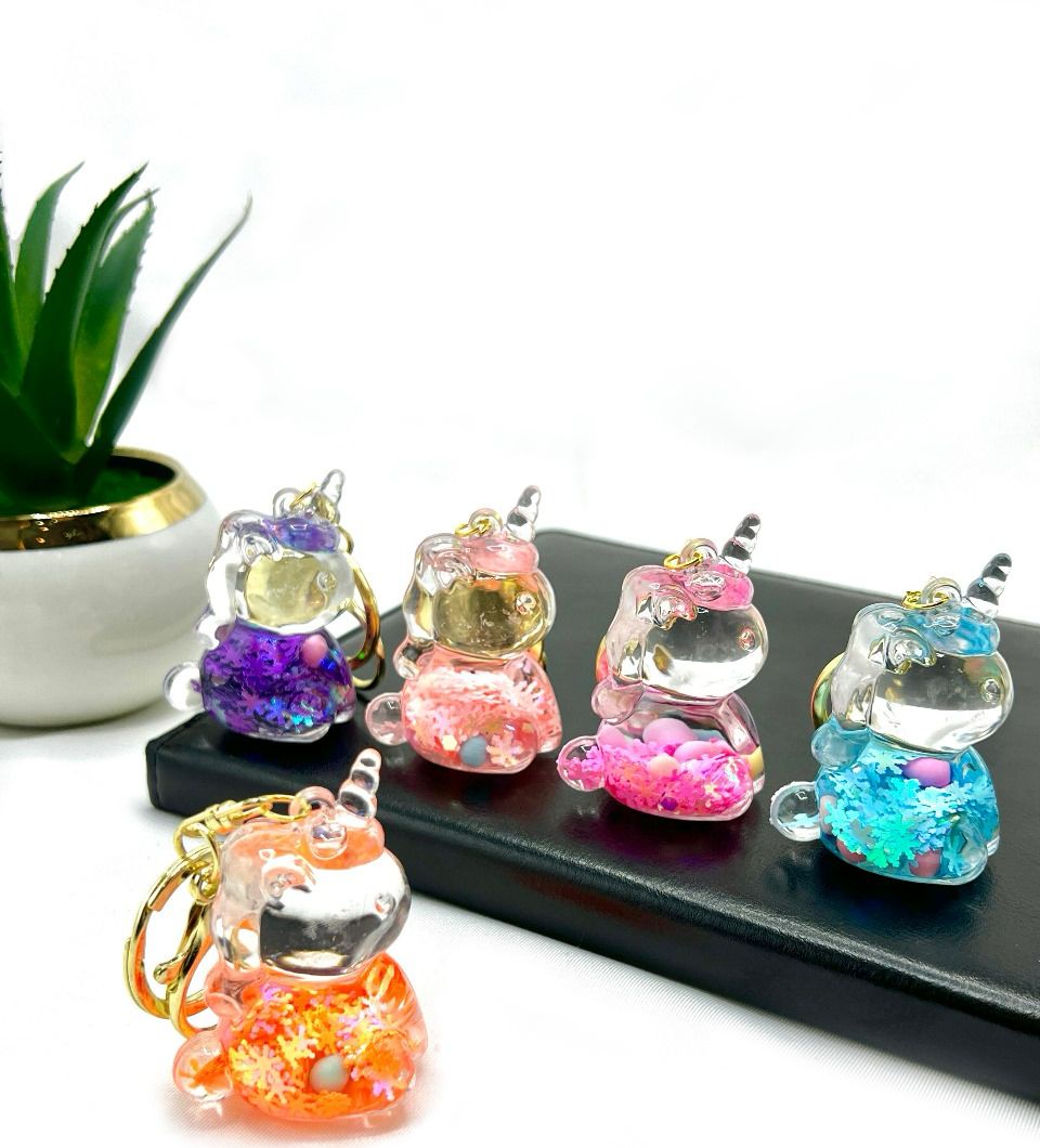 Magical Unicorn Glitter Water - Gold Key Ring