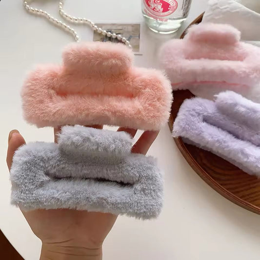 Fluffy Rectangular - Hair Claw (Set of 2)