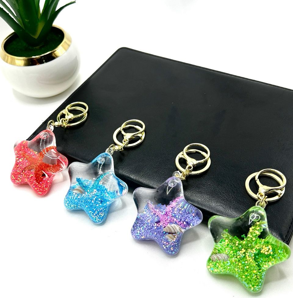 Star Glitter Water - Gold Key Ring