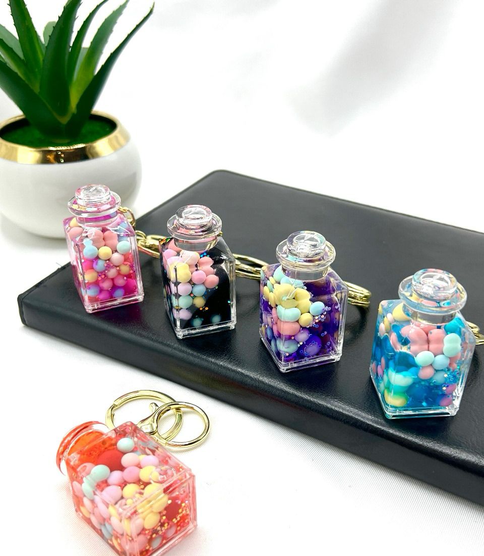 Confetti Glitter Water - Gold Key Ring