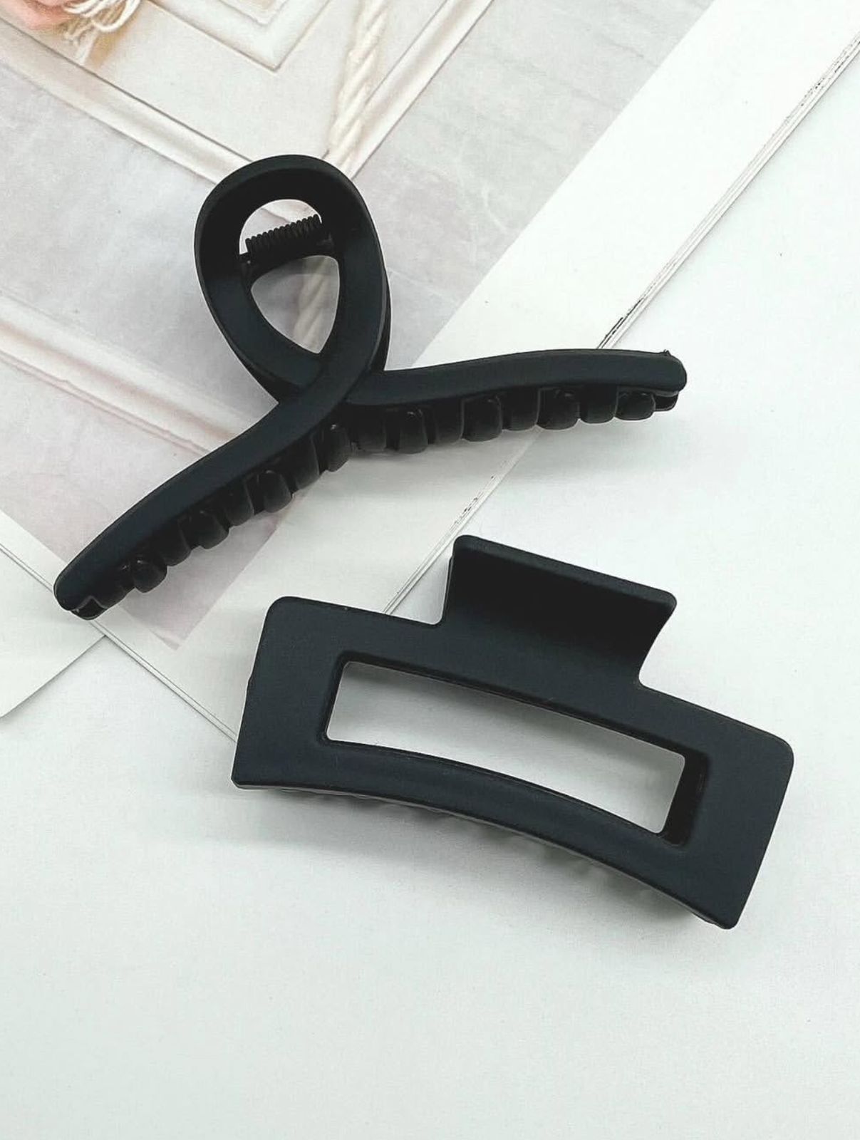 Matte Black - Hair Claw (Set of 2)