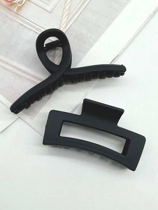 Matte Black - Hair Claw (Set of 2)