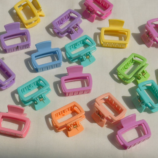 Rectangular Candy Color Hair Claw - (Set of 2)