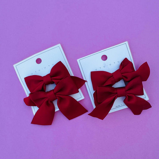 Silk Bow Hair Pins - Set of 2