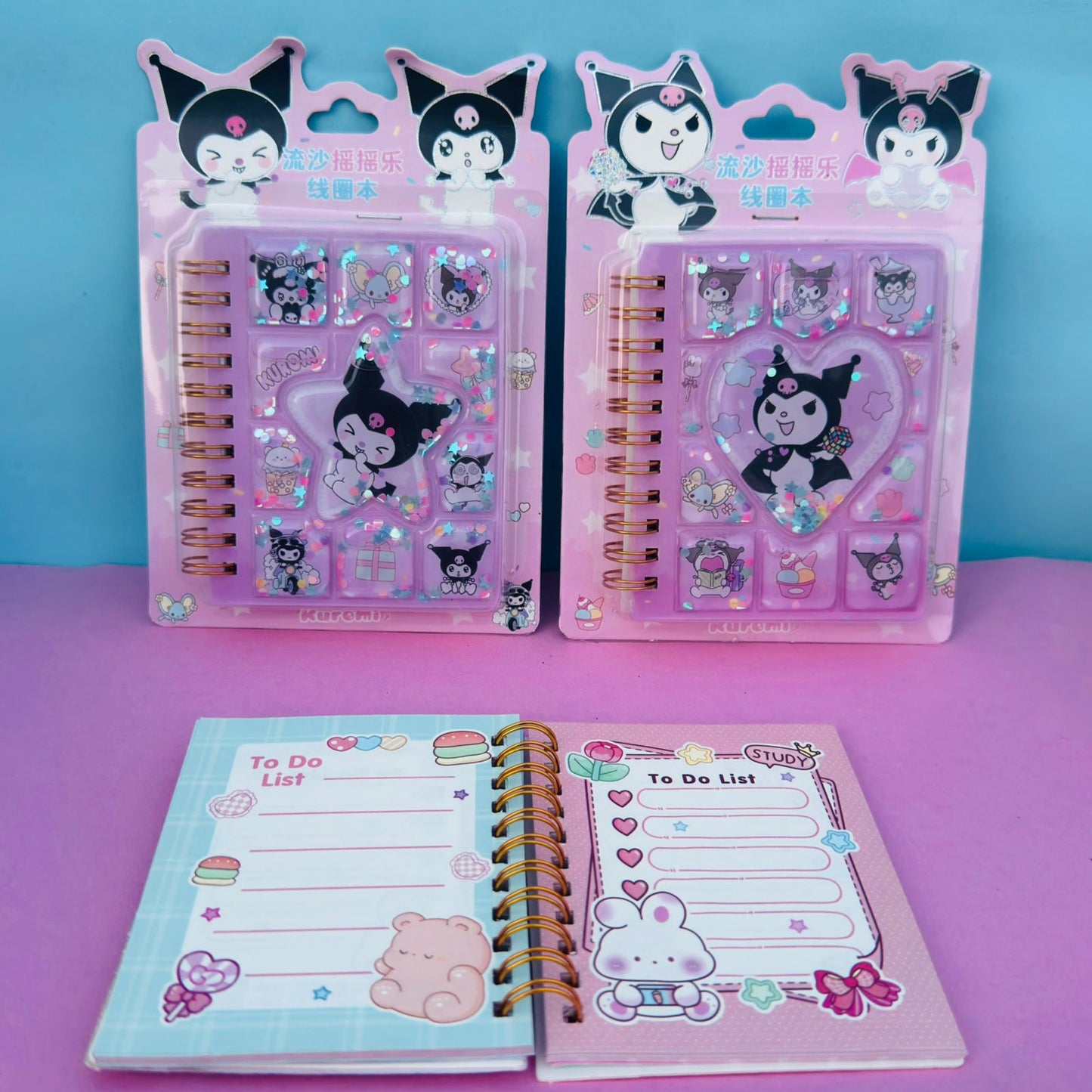 Kuromi Glitter Notebook - Colorful Pages