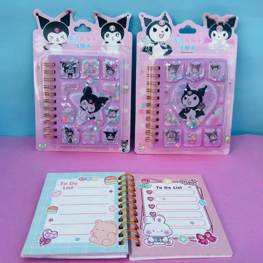 Kuromi Glitter Notebook - Colorful Pages