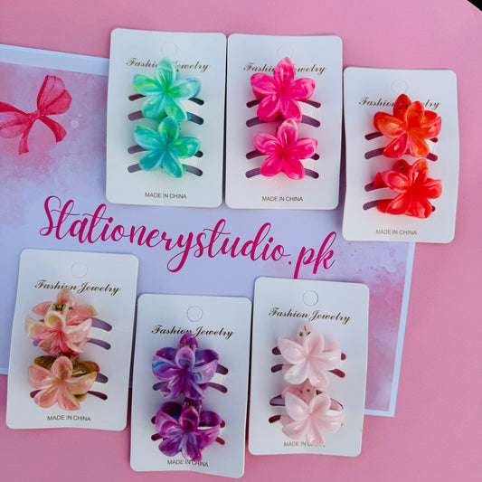 Marble Lotus Claw Clip - Set of 2