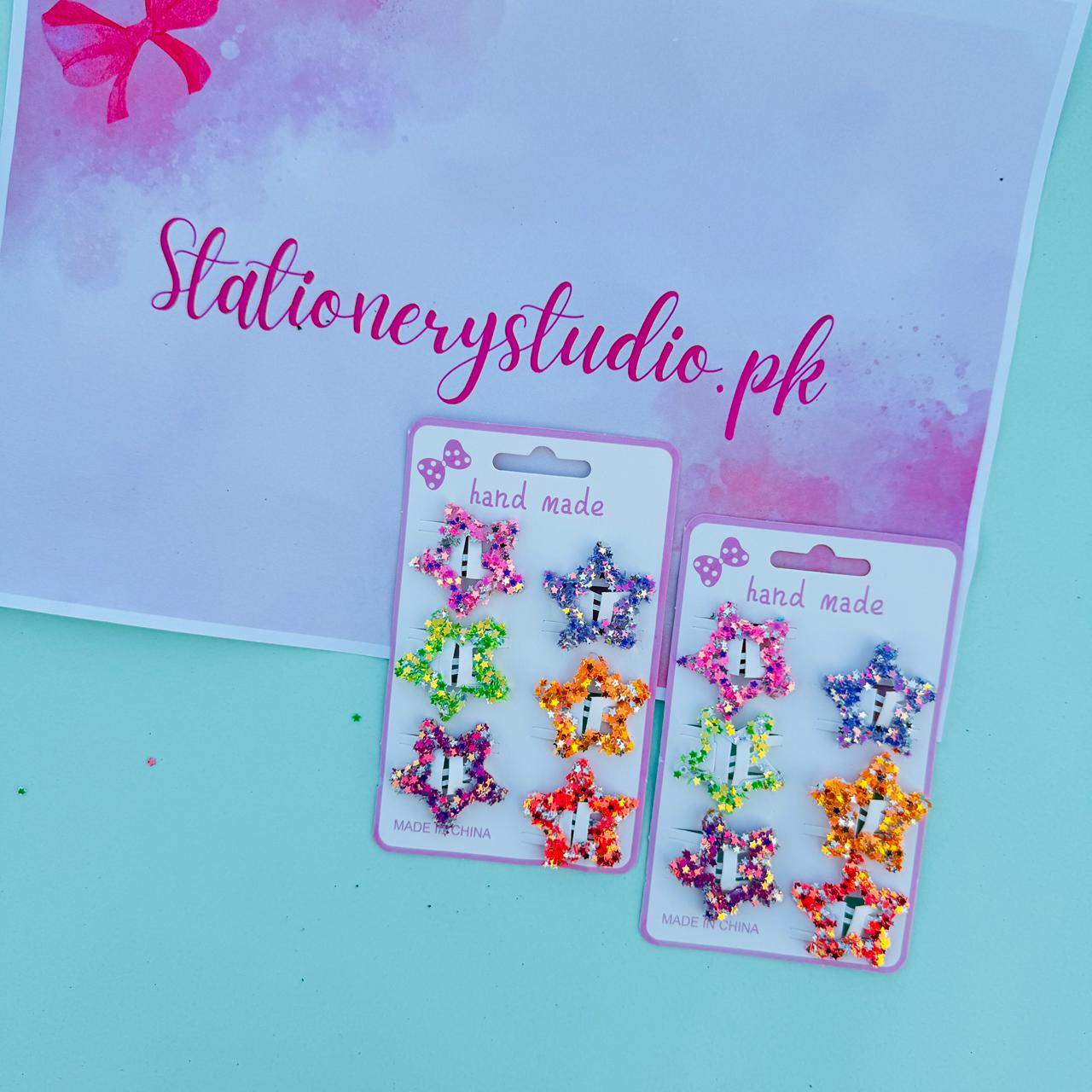 Glittery Star Hair Pins - Pack of 6