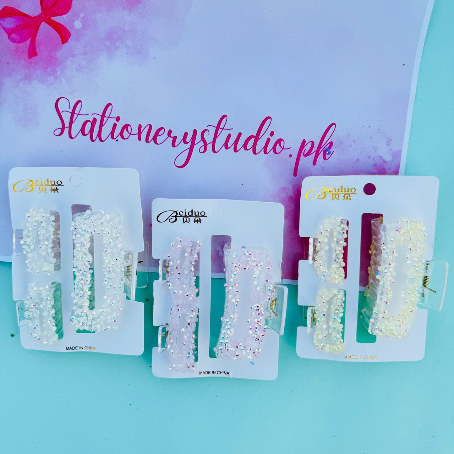 Glittery Rectangular Hair Claws - Combo