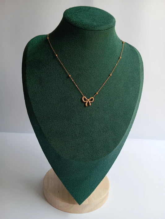 Stainless Steel Bow - Necklace
