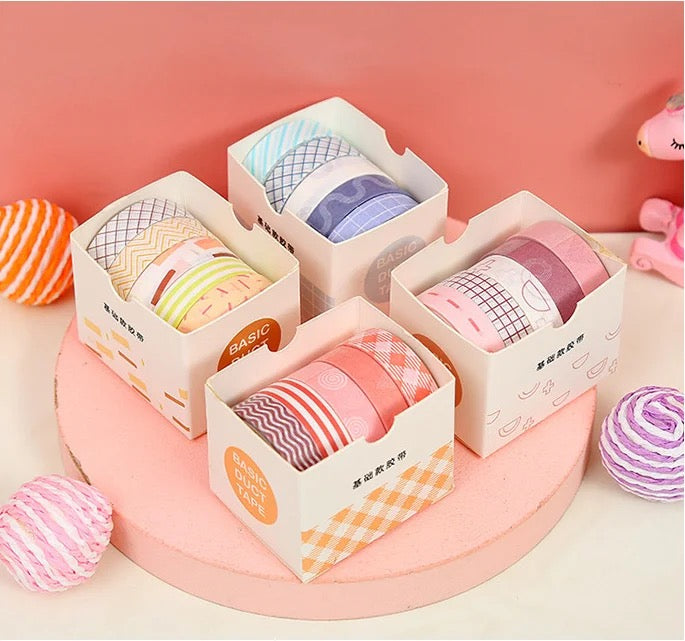 BASIC WASHI TAPE SET OF 5 - STATIONERYSTUDIO