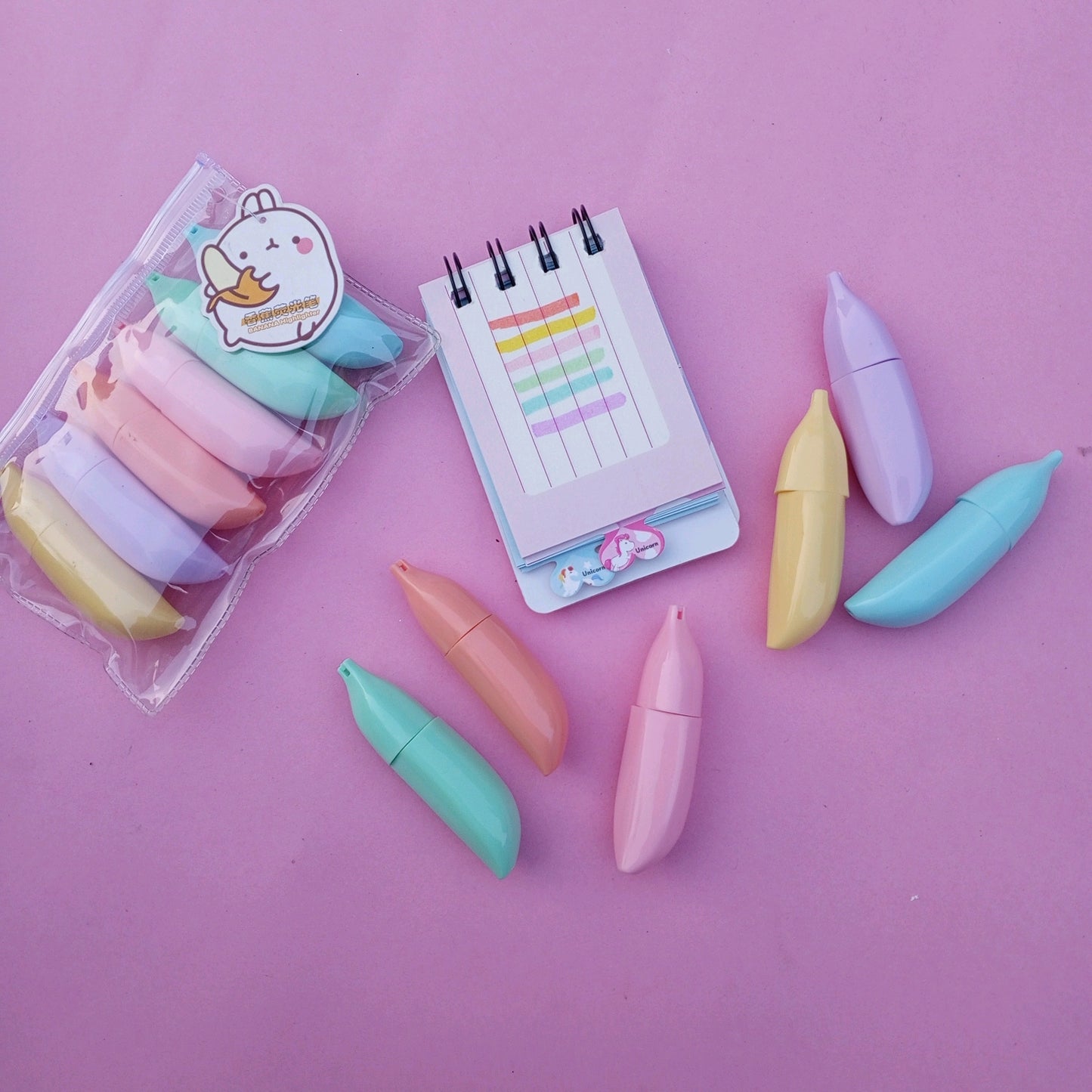 CUTE BANANA - HIGHLIGHTER SET OF 6 - STATIONERYSTUDIO