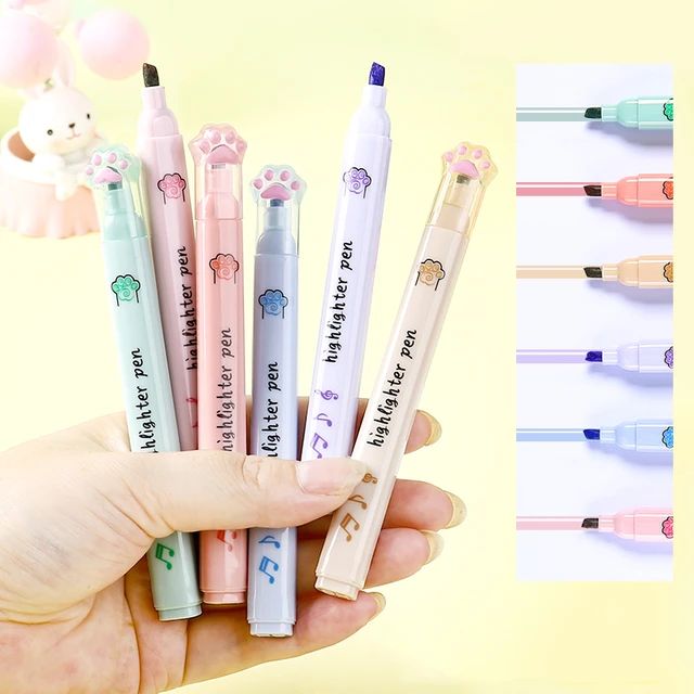 Cat Paw Highlighter - Set of 6 - STATIONERYSTUDIO