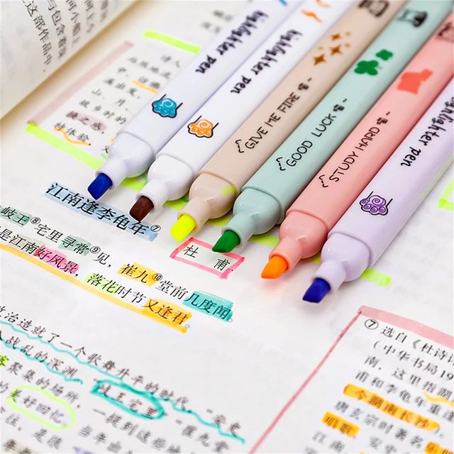 Cute Cat - Highlighters Set Of 6 - STATIONERYSTUDIO