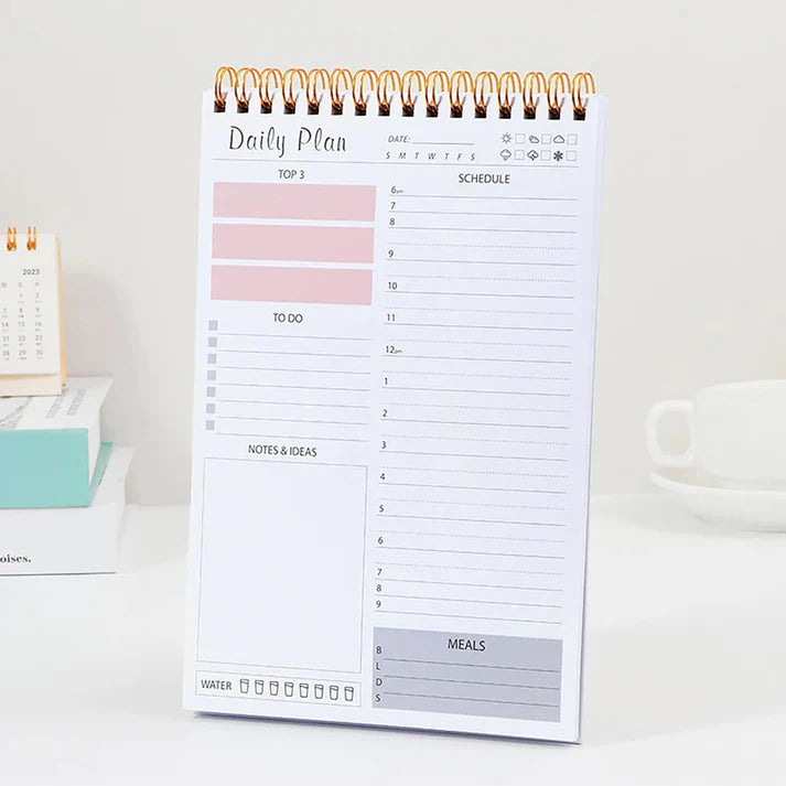 Daily Plan Spiral Gold Rings - Notepad - STATIONERYSTUDIO