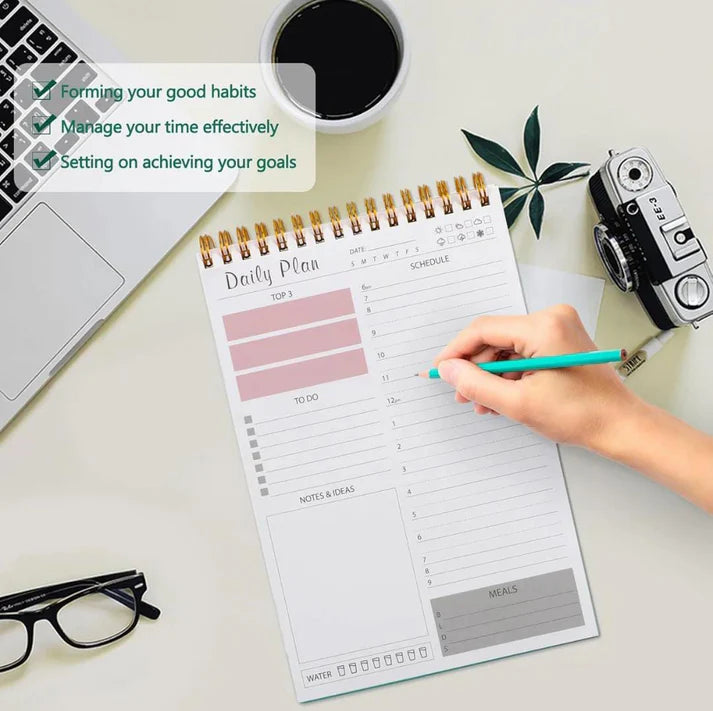 Daily Plan Spiral Gold Rings - Notepad