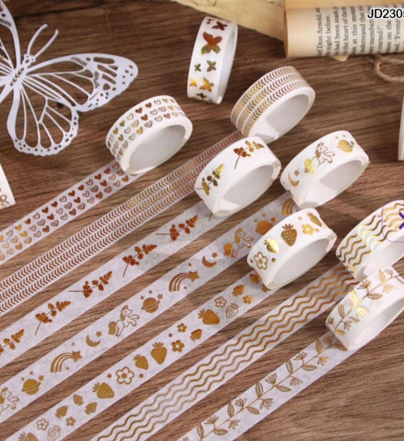 Gold Foiled - Washi Tape Set Of 5 - STATIONERYSTUDIO