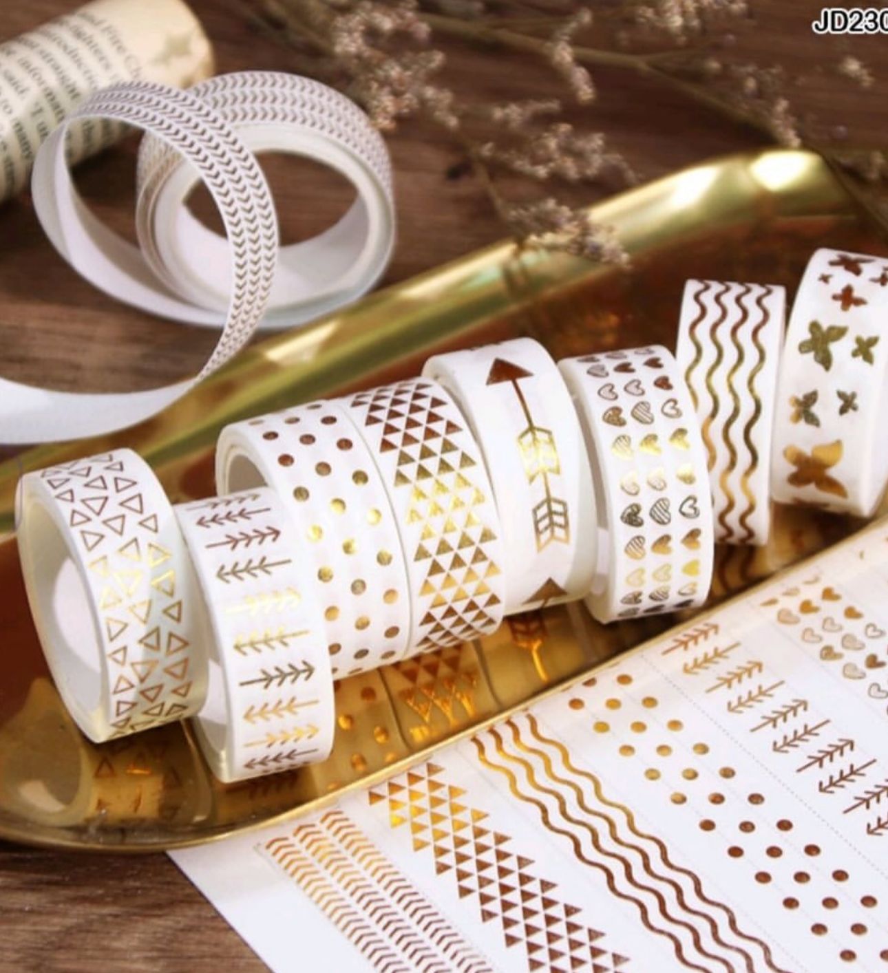 Gold Foiled - Washi Tape Set Of 5 - STATIONERYSTUDIO