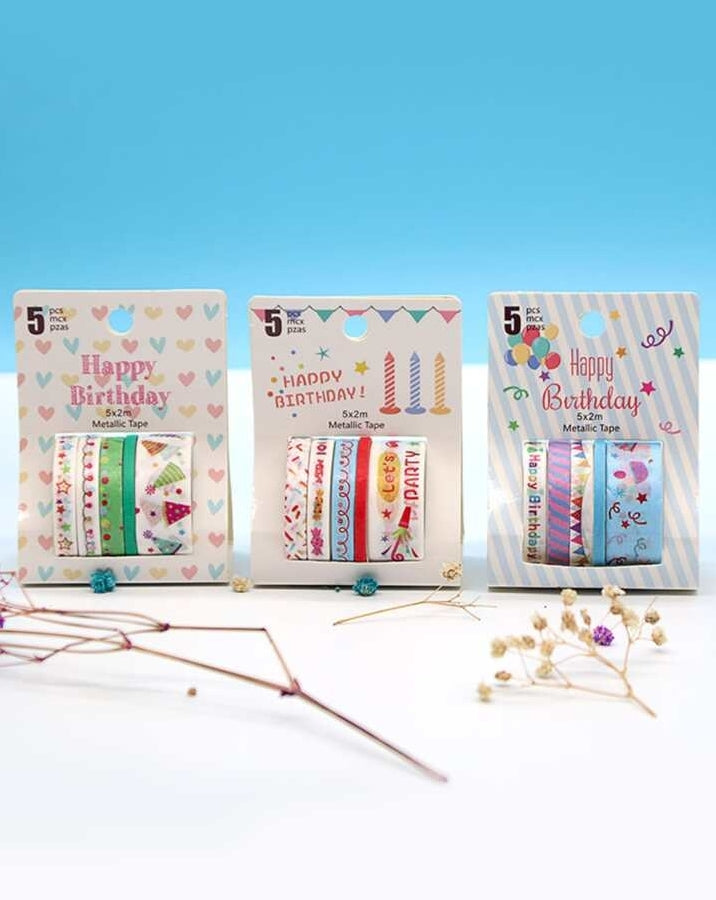 HAPPY BIRTHDAY WASHI TAPE SET OF 5 - STATIONERYSTUDIO