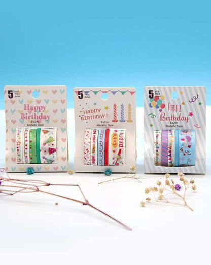 HAPPY BIRTHDAY WASHI TAPE SET OF 5