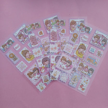 CUTE GIRL FOILED STAMP - STICKER (STYLE 1)