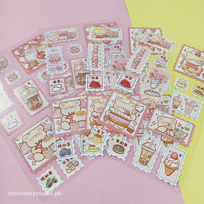 CUTE BEAR FOILED STAMP - STICKER (PINK)