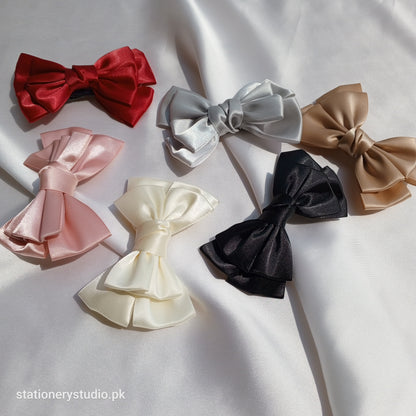 SILK BOW HAIR PIN