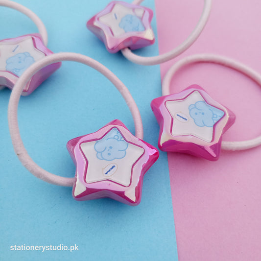 PINK STAR - HAIR TIE - SET OF 2