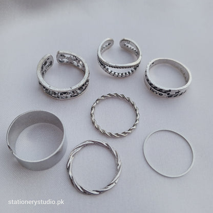 SILVER - RINGS SET OF 7 (STYLE 4)