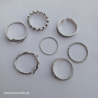 SILVER - RINGS SET OF 7 (STYLE 5)