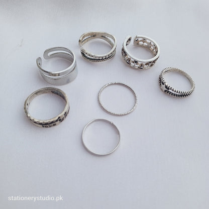 SILVER - RINGS SET OF 7 (STYLE 6)