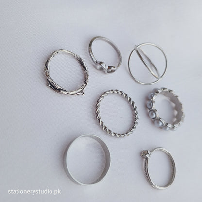 SILVER - RINGS SET OF 7 (STYLE 7)