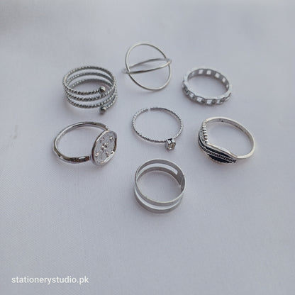 SILVER - RINGS SET OF 7 (STYLE 8)