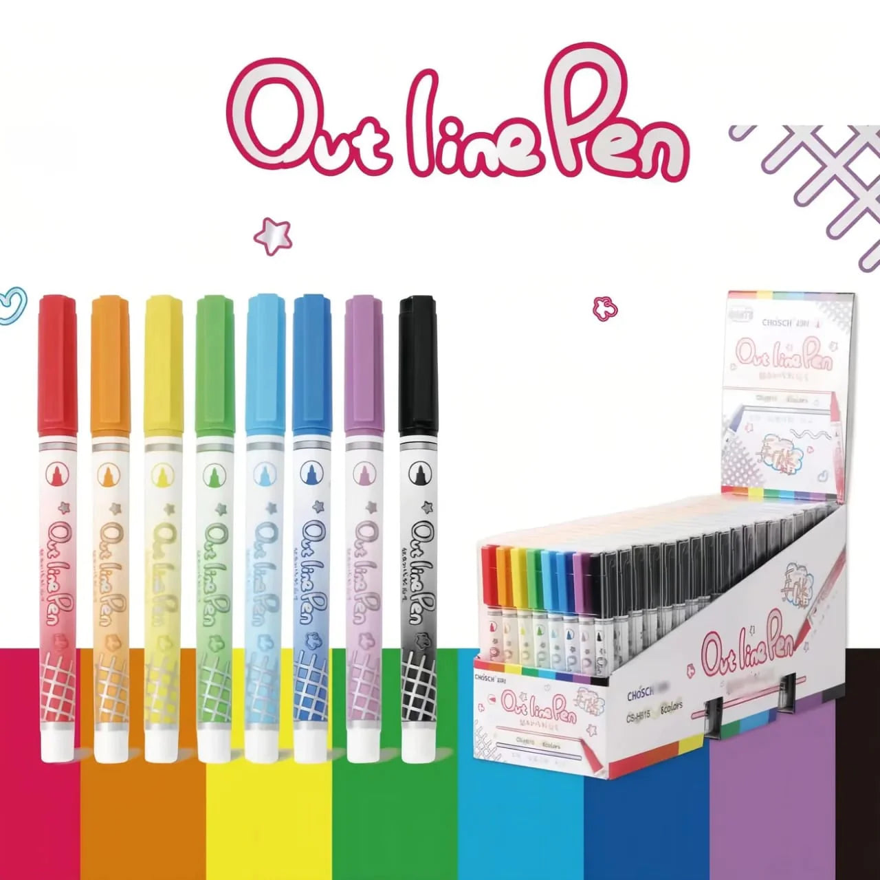 OUTLINE PEN METALLIC GLITTER MARKERS - SET OF 8 - STATIONERYSTUDIO