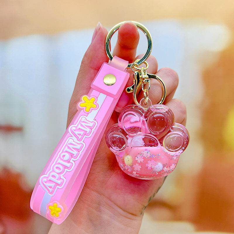 Paw Glitter Water - Gold Key Ring