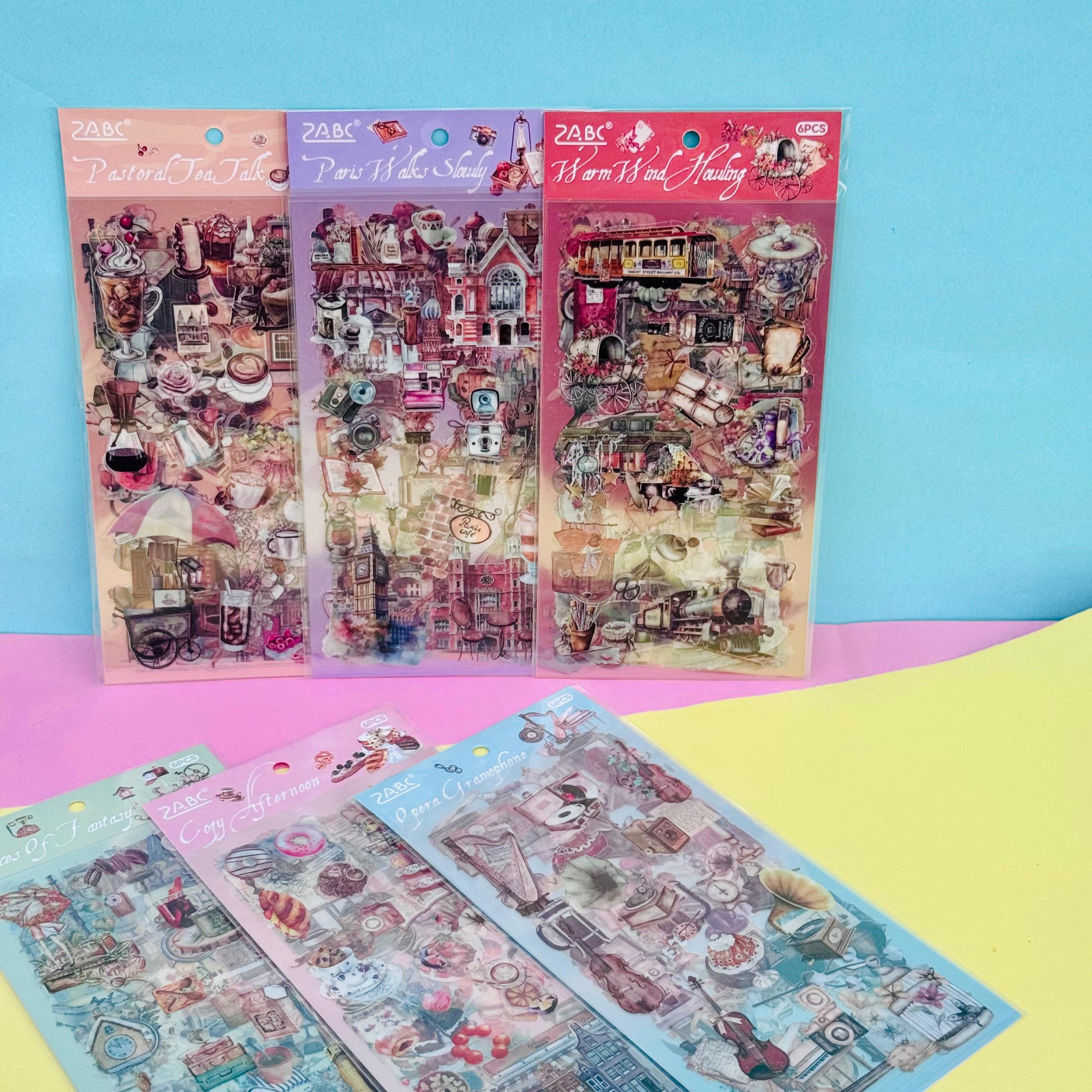 Retro - Sticker Sheet Set Of 6