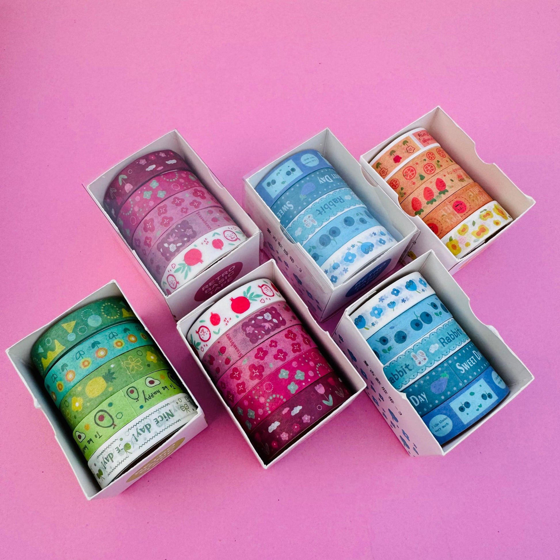 Retro Basic Washi Tape - Set Of 5 - STATIONERYSTUDIO