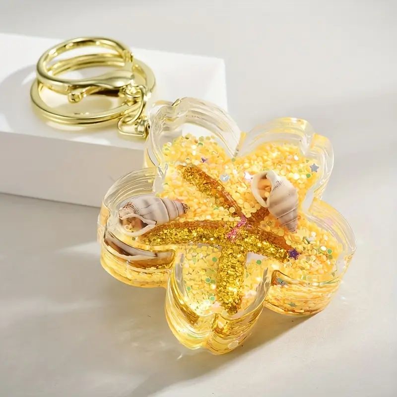 Star Glitter Water - Gold Key Ring