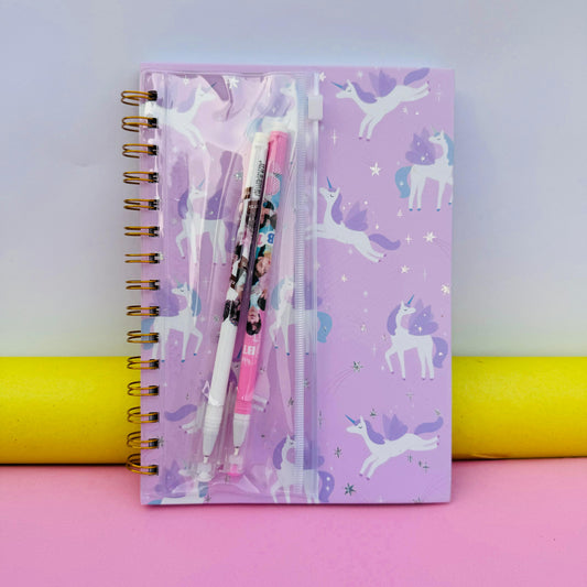 PURPLE UNICORN - JOURNAL WITH PENS