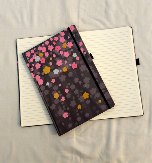 Black Floral Gold Foiled - Notebook/Journal (A4)