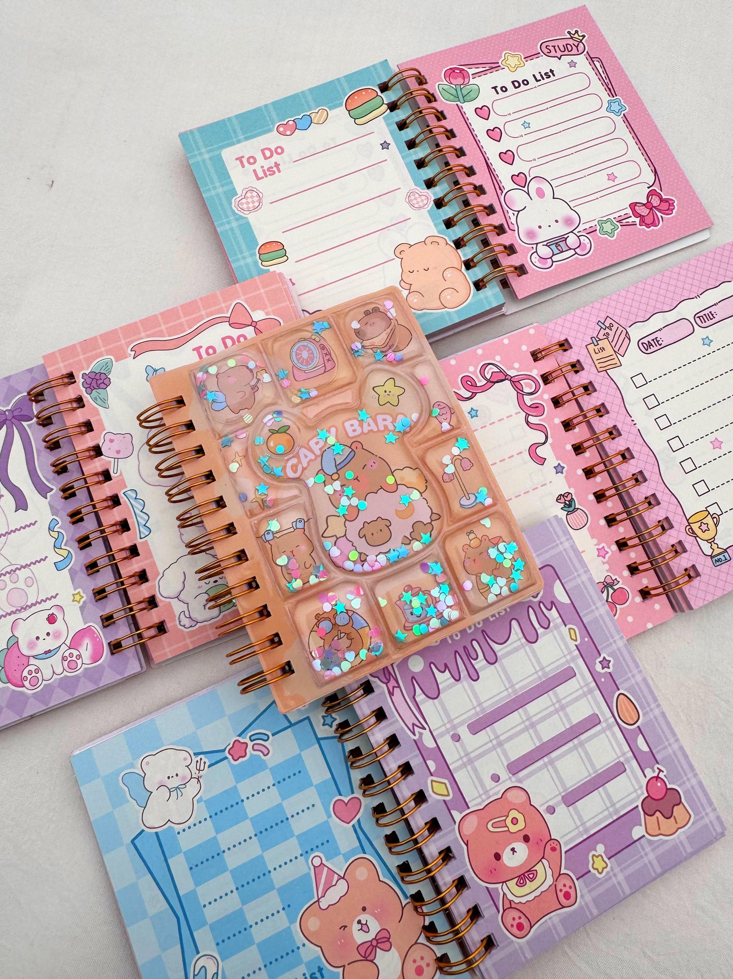 Cappy Bara Glitter Water Spiral Notebook - Journal