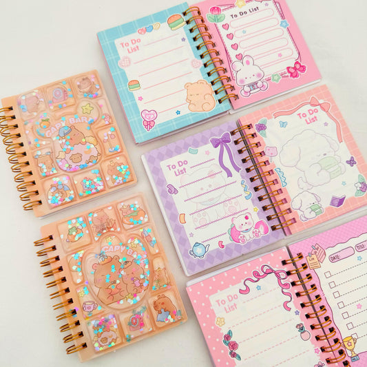 Cappy Bara Glitter Water Spiral Notebook - Journal