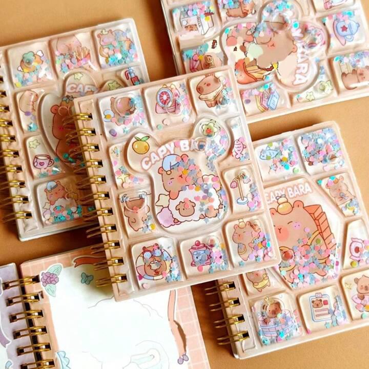 Cappy Bara Glitter Water Spiral Notebook - Journal