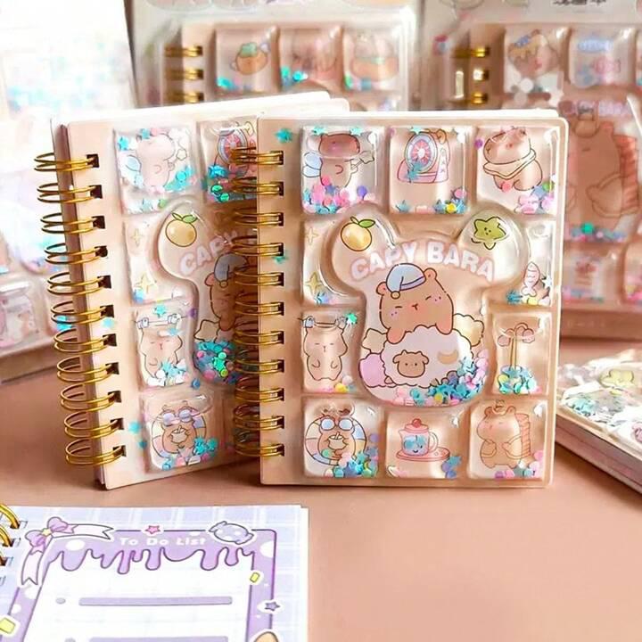 Cappy Bara Glitter Water Spiral Notebook - Journal