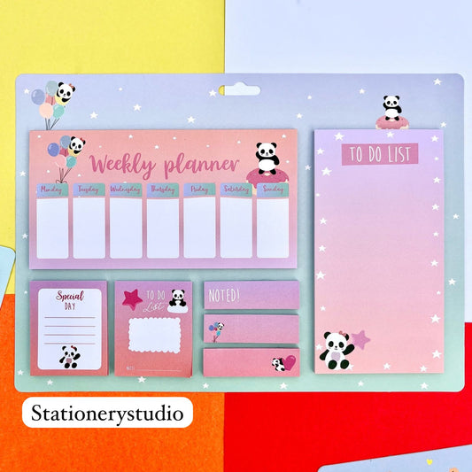 Weekly Planner & To Do List Sticky Note Set Of 7 - (Panda)