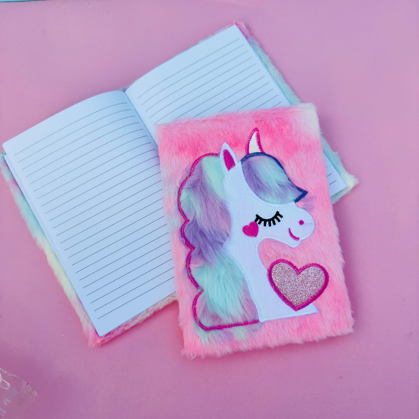 Glittery Unicorn Rainbow - Fluffy Journal