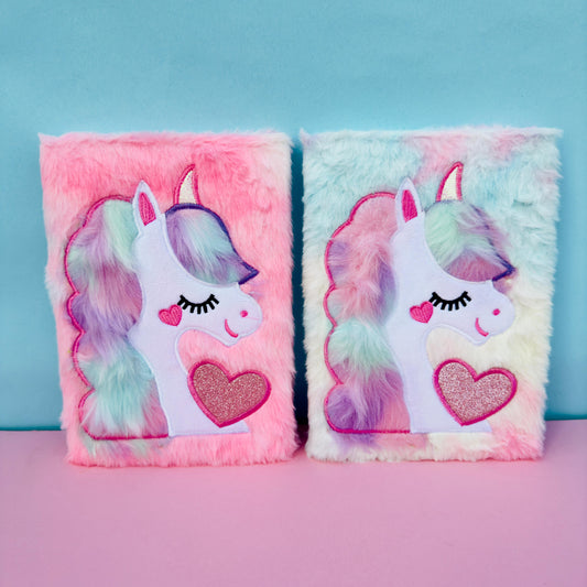 Glittery Unicorn Rainbow - Fluffy Journal